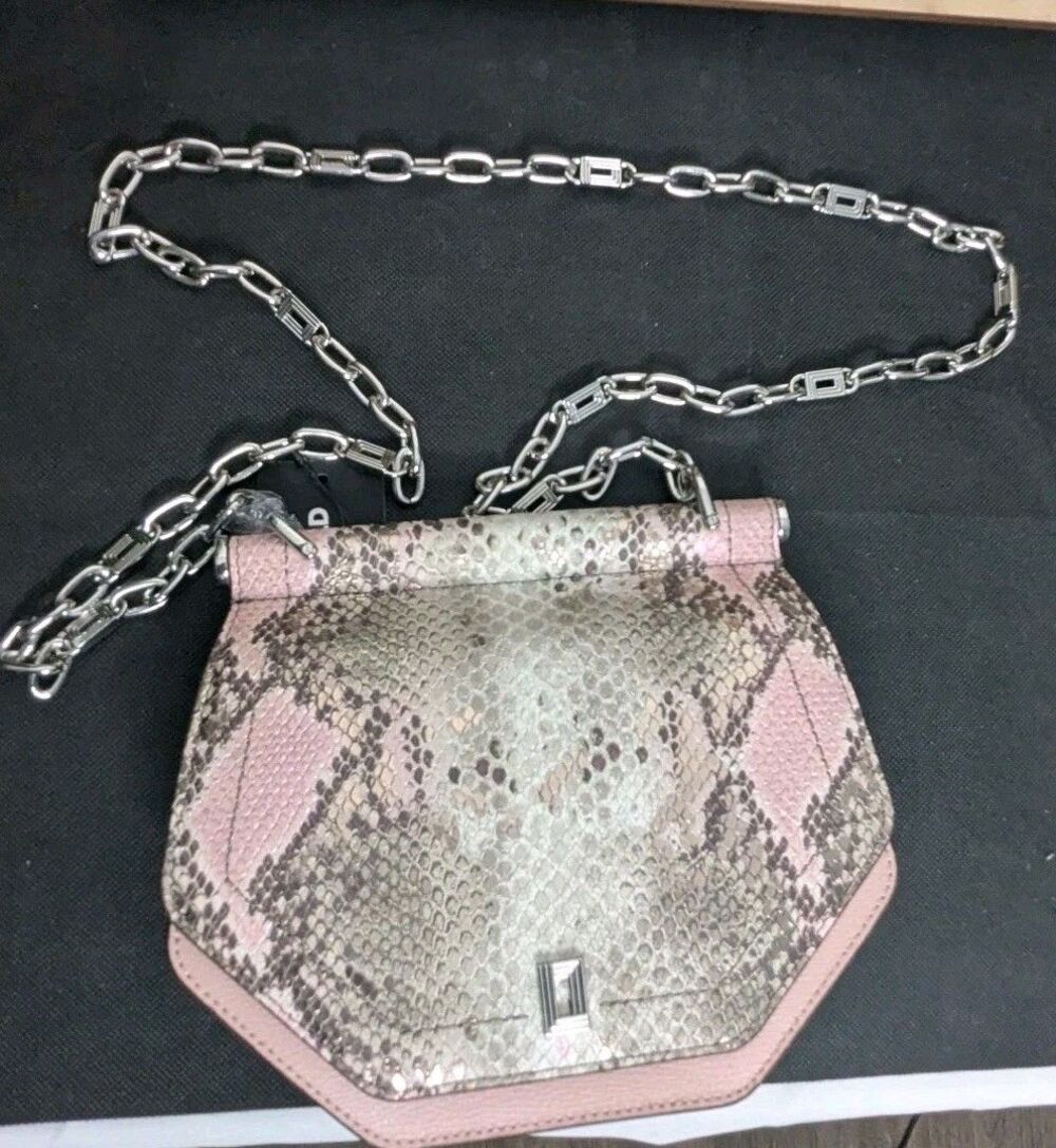 Karl Lagerfeld Bag - Exotic, Reptile, Pink, Adjustable Chain Strap, Small, NWT